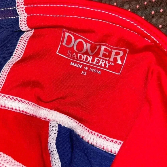 Dover Sadlers equine tech leggings with silicon seat, blue, and red blocking xs - Picture 6 of 6